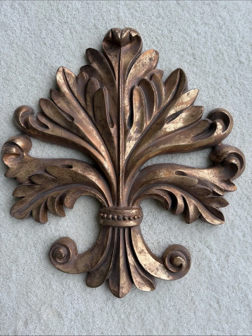 Fleur de Lis Style Wall Hanging Decorative Moulding Plaque French Style Gold